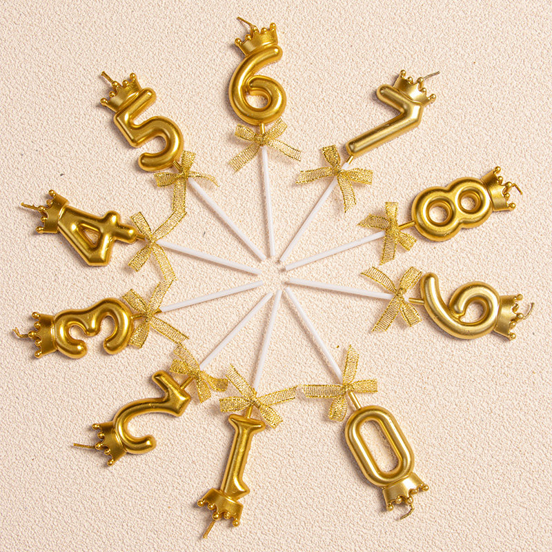 生日蜡烛数字彩色皇冠蝴蝶结蛋糕装饰摆插件周岁生日派对氛围装扮