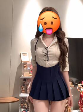 ZK失序高校 小性感纯欲风小个子绝美学院风套装衬衫+挂脖短裙套装