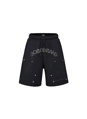 GOODBRAND烫钻打钉双膝闪粉短裤
