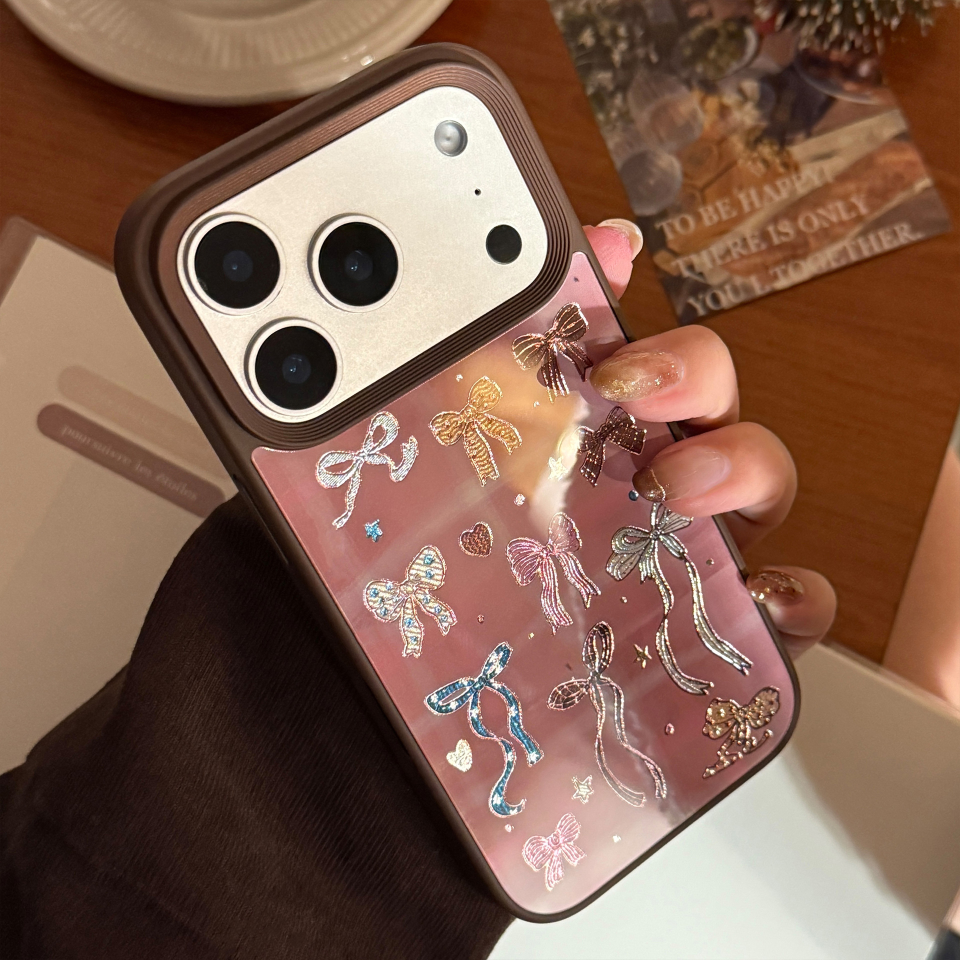 苹果蝴蝶结鎏金复古手机壳保护套