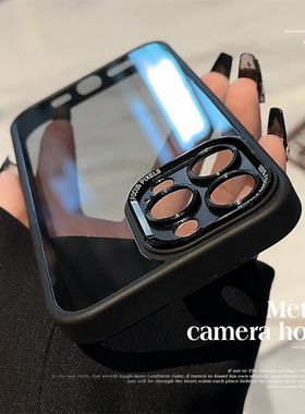 壳研集：适用苹果16promax黑色框手机壳透明金属镜头全包防摔PC保护套iphone15/14/13/12/11极简百搭高级感