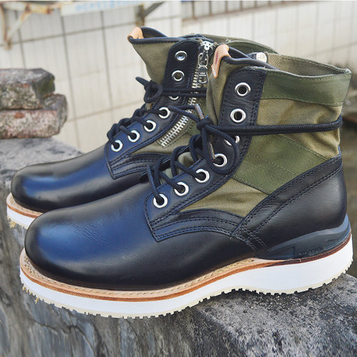 真皮工装靴visvimcantq复古