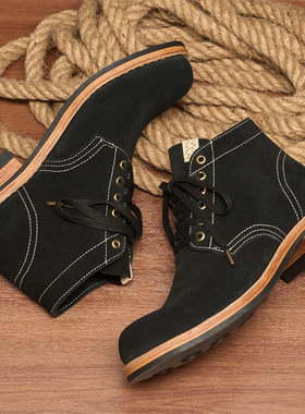 visvim cantq brigadier 6孔马丁靴男增高复古真皮手工固特异男靴