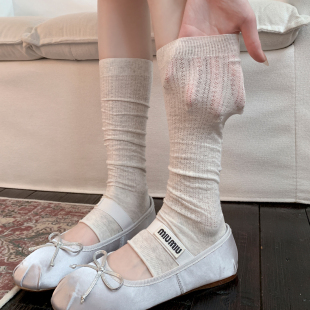 米灰色纯色网眼半掌袜套女夏季 镂空透气小腿袜韩系芭蕾风踩脚腿套