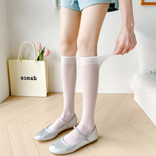 记忆兔日系Lolita甜美白丝小腿袜
