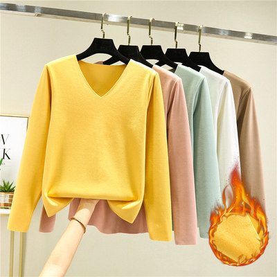 加厚德绒女士长袖打底衫