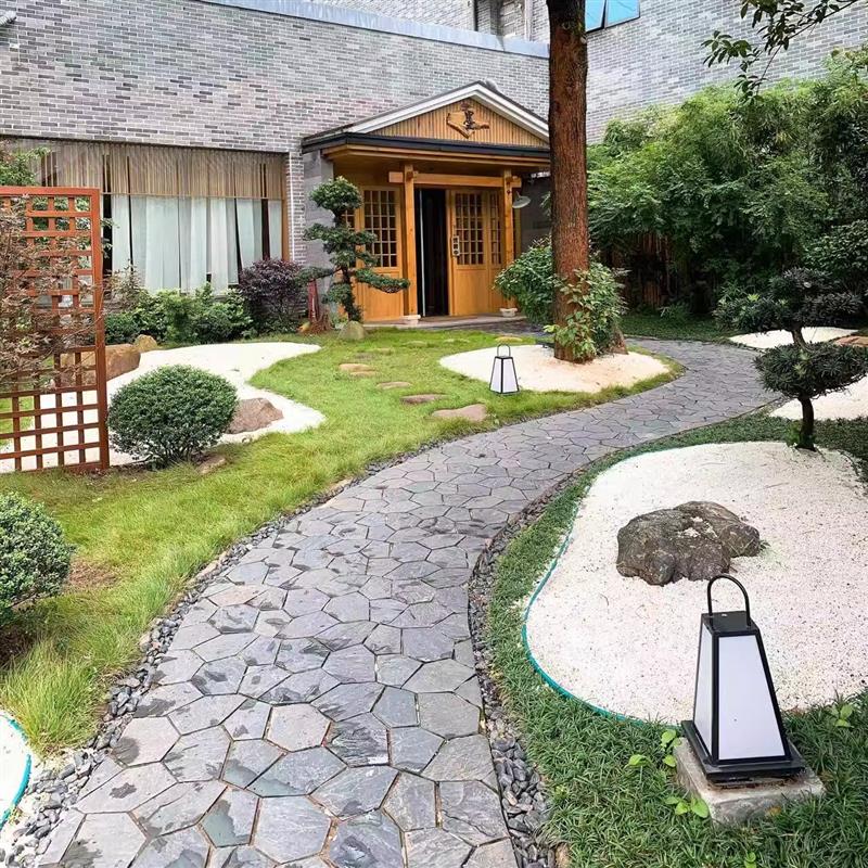 天然青石板冰裂纹不规则室外防滑仿古庭院花园别墅广场碎拼铺路石