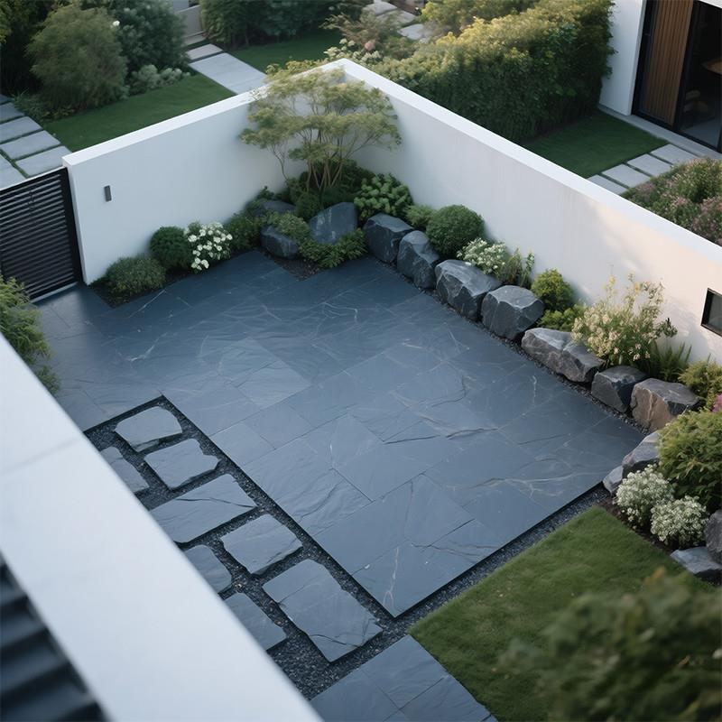 天然青石板庭院花园露台仿古防滑地砖户外石材广场砖铺路石文化石