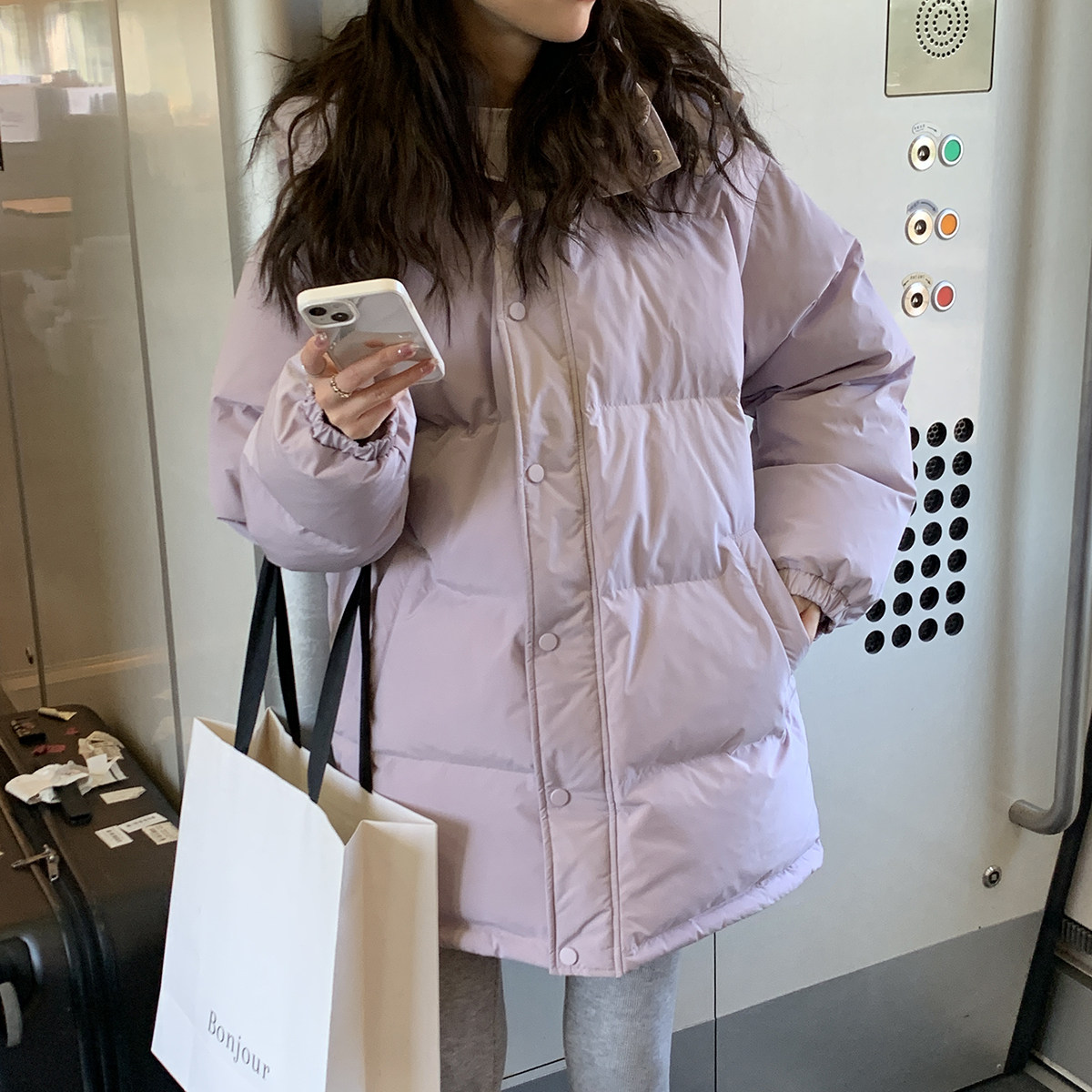 陆小团团羽绒棉服外套oversize棉袄冬装面包服韩系温柔小个子棉衣