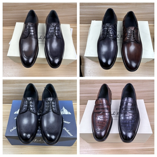 英伦商务正装 乐福鞋 皮鞋 鳄鱼皮手工擦色皮鞋 男鞋 撤柜