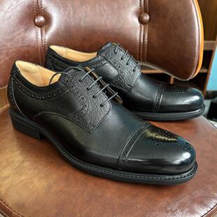 商务正装 德比鞋 三接头系带皮鞋 鞋 鲨鱼皮进口XL底雕花西装 男士