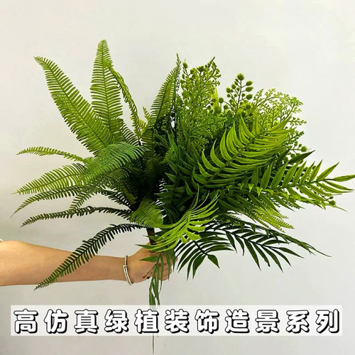 垂感仿真波草蕨类室内橱窗造景
