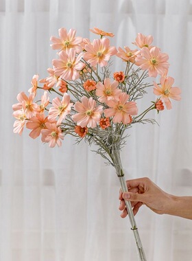 蓝色仿真花波斯菊假花格桑花小花束客厅家居装饰摆件花艺拍照道具