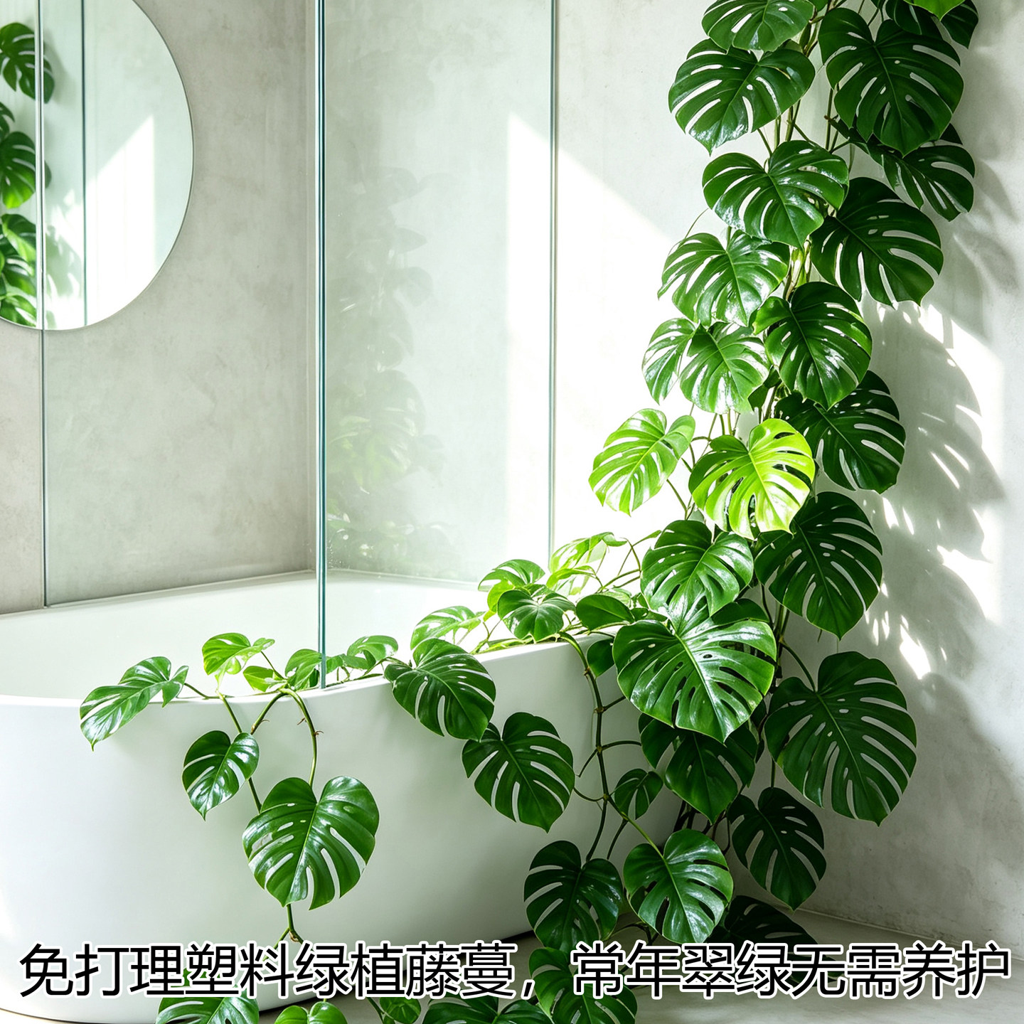 仿真龟背竹藤蔓缠绕遮丑造景