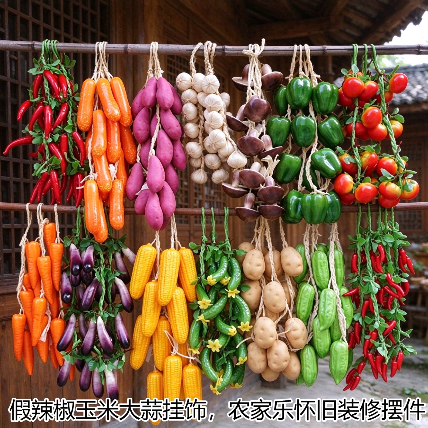 仿真果蔬挂串农家乐饭店装饰