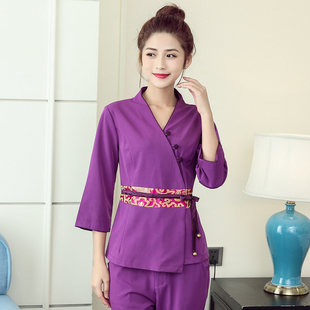 美容师工作服女spa养生会所技师服按摩足浴店美容院套装 秋季 新款