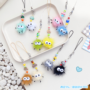 煤球小豆豆对装小鼻嘎手机挂绳可爱迷你公仔情侣包包挂件手机链