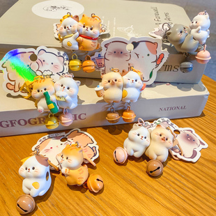 萌趣小猫cp贴贴对装公仔钥匙扣卡通创意磁吸搭子情侣闺蜜包包挂件