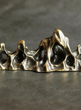 实心纯黄铜办公桌面假山小摆件古铜茶宠饰品工艺品礼品手把玩件