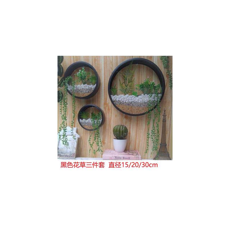 (空盘无花草+玻璃)墙壁装饰绿植轻奢铁艺创意花瓶墙饰挂壁花盆