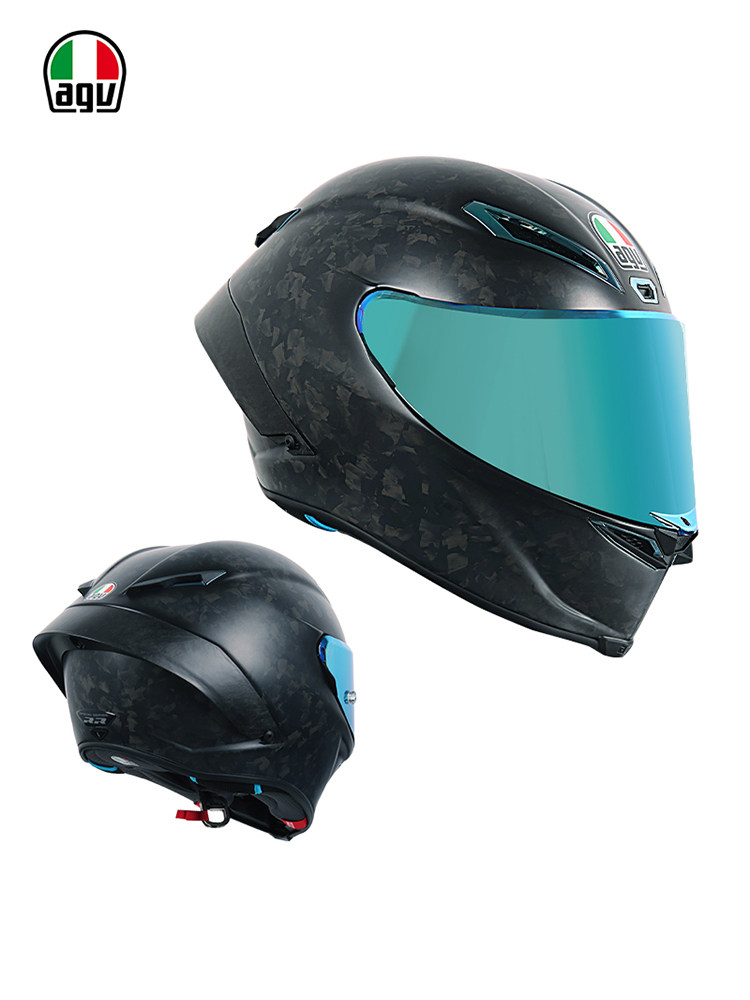 意大利agv pista gprr专业赛车头盔碳纤维全盔限量变色龙冰蓝跑盔