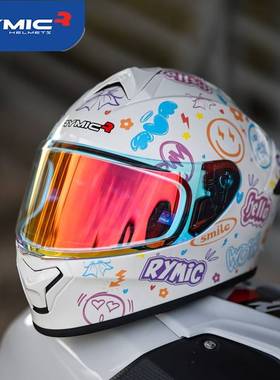 RYMIC睿觅头盔男女摩托车全盔复古机车大尾翼跑盔四季3C认证977