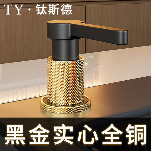 钛斯德黑金色实心全铜水槽皂液器