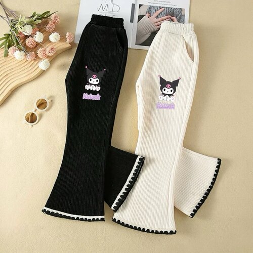 库乐米女童裤子春秋冬2026新款雪尼尔长裤中小童运动洋气阔腿裤潮