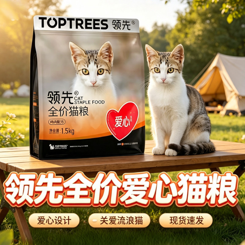 领先猫粮全价爱心猫粮成幼猫通用型流浪猫定制救助猫咪主食粮正品图片