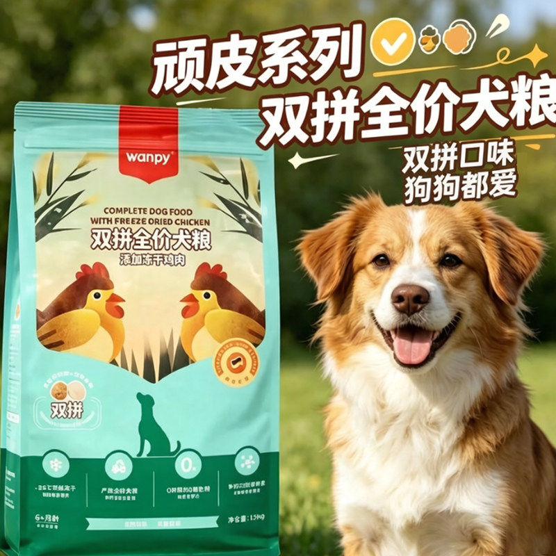 顽皮双拼全价冻干狗粮成犬幼犬粮图片