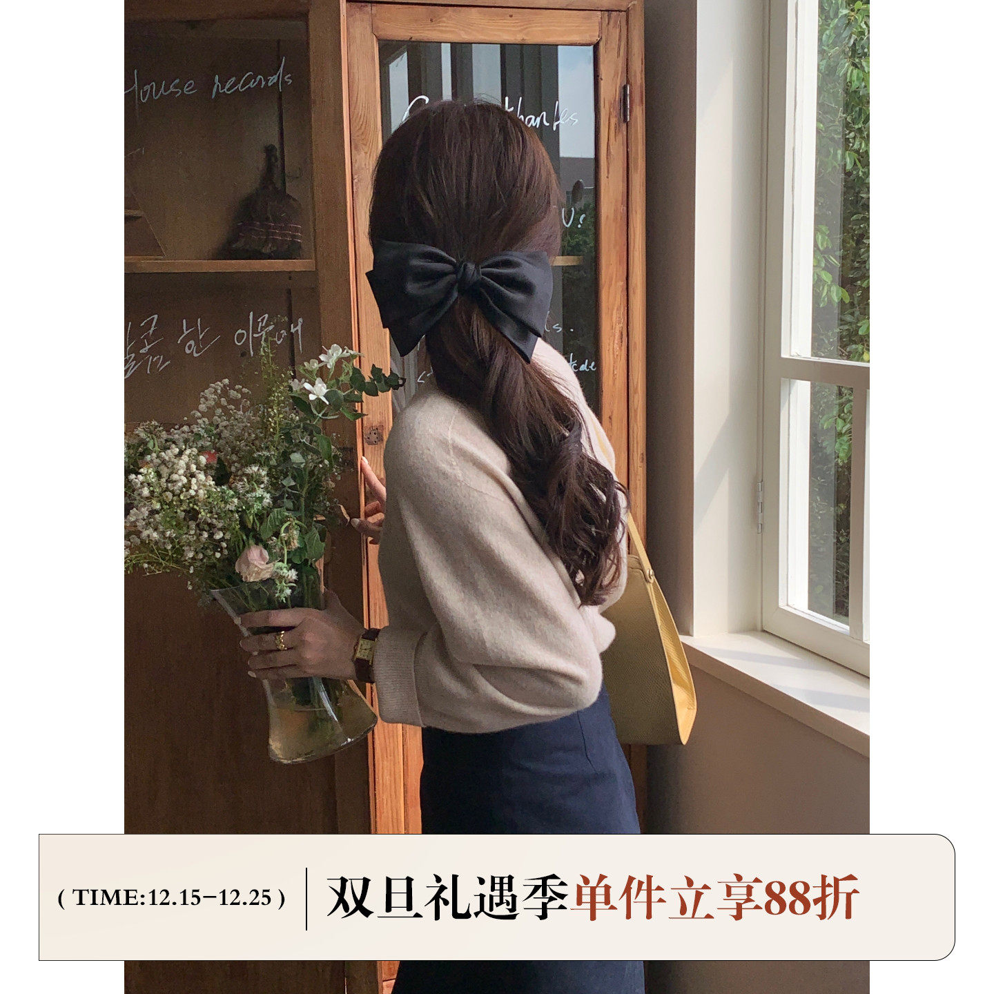 FromSheep缎面大蝴蝶结网红发夹