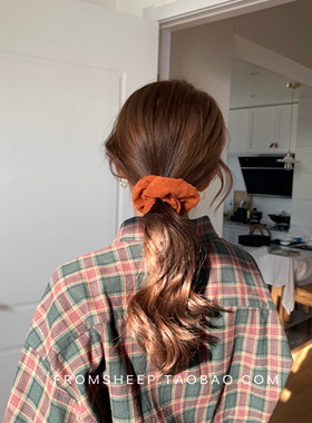 FromSheep~韩国灯芯绒猪大肠发圈女秋冬复古头绳橘色发绳头花发饰