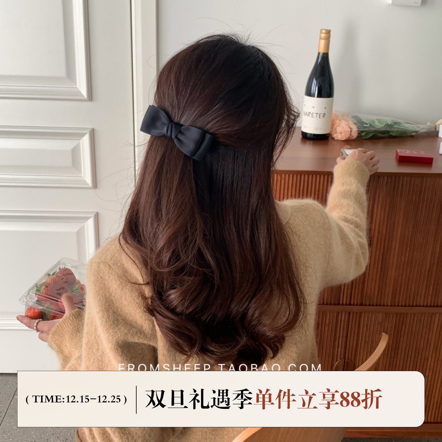 FromSheep~黑色蝴蝶结气质发夹女