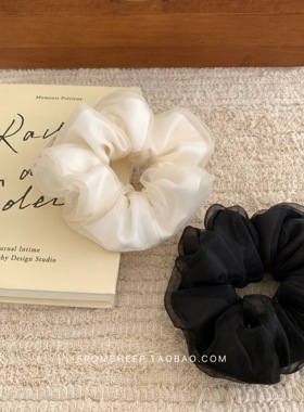 法式网纱黑色大肠发圈女高级感头花发绳发饰马尾皮筋发圈头绳头饰