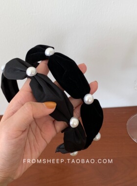 韩国丝绒珍珠发箍女高级感洋气时尚发卡子显脸小发窟头箍精致发饰