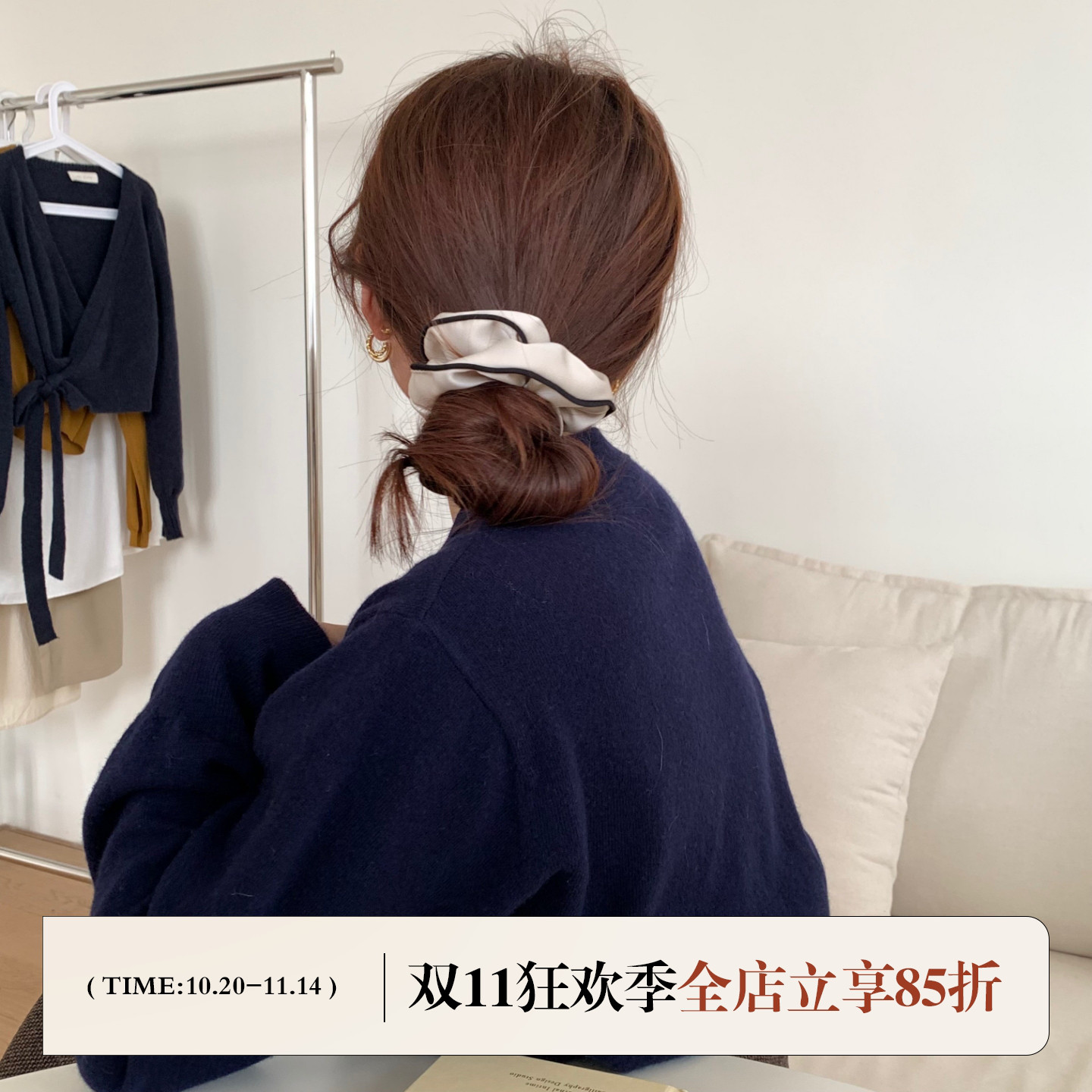 法式高级感缎面大肠发圈头饰女
