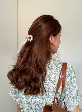 韩系珍珠半扎发小抓夹女后脑勺鲨鱼夹子发抓发饰马尾发夹发卡头饰