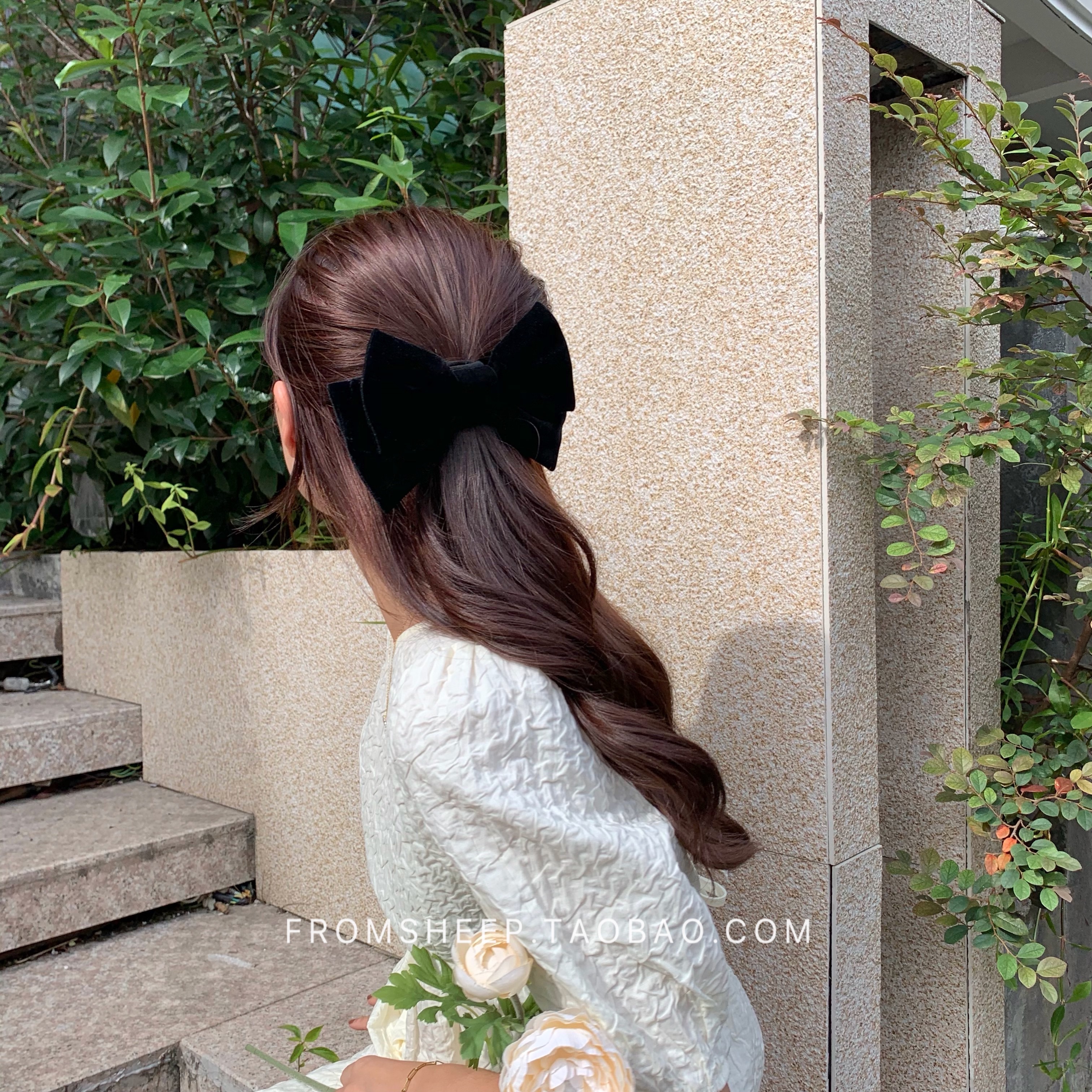 ins韩国大号气质丝绒蝴蝶结发夹