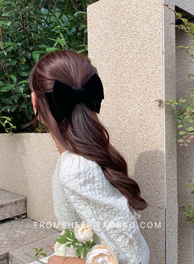 Fromsheep韩国黑色丝绒蝴蝶结发夹女后脑勺发夹子鸭嘴夹头饰发饰