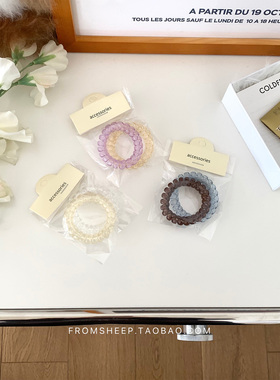 韩国基础电话线发圈女透明马尾头绳发饰高级感电线圈发绳皮筋头饰