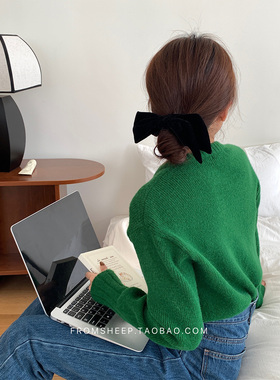 定制款~黑色丝绒蝴蝶结发圈女简约百搭头绳网红法式气质发饰头饰