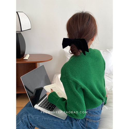FromSheep气质丝绒蝴蝶结头绳女