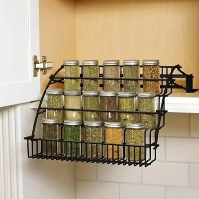厨房香料架调味料收纳架打孔壁挂式置物架拉伸三层Spice rack架子