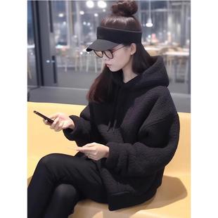 欧洲站2024新款女装高级感小个子黑色显瘦加厚羊羔毛外套女秋冬季