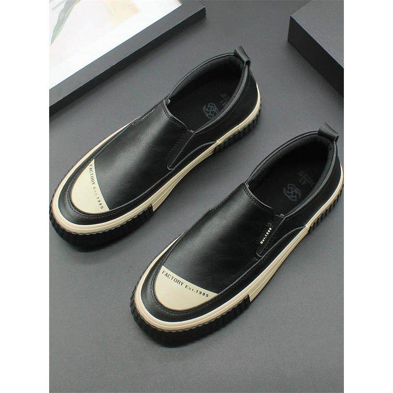 男士真皮潮流英伦休闲皮鞋2025春秋新款拼色防滑一脚蹬板鞋乐福鞋,流行男鞋,乐福鞋（豆豆鞋）,淘宝优惠券,粉丝福利购,淘宝优惠卷