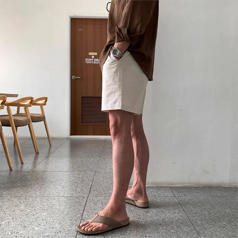 原棉部落 亚麻短裤男夏季老钱风宽松潮流四分裤男士休闲棉麻中裤