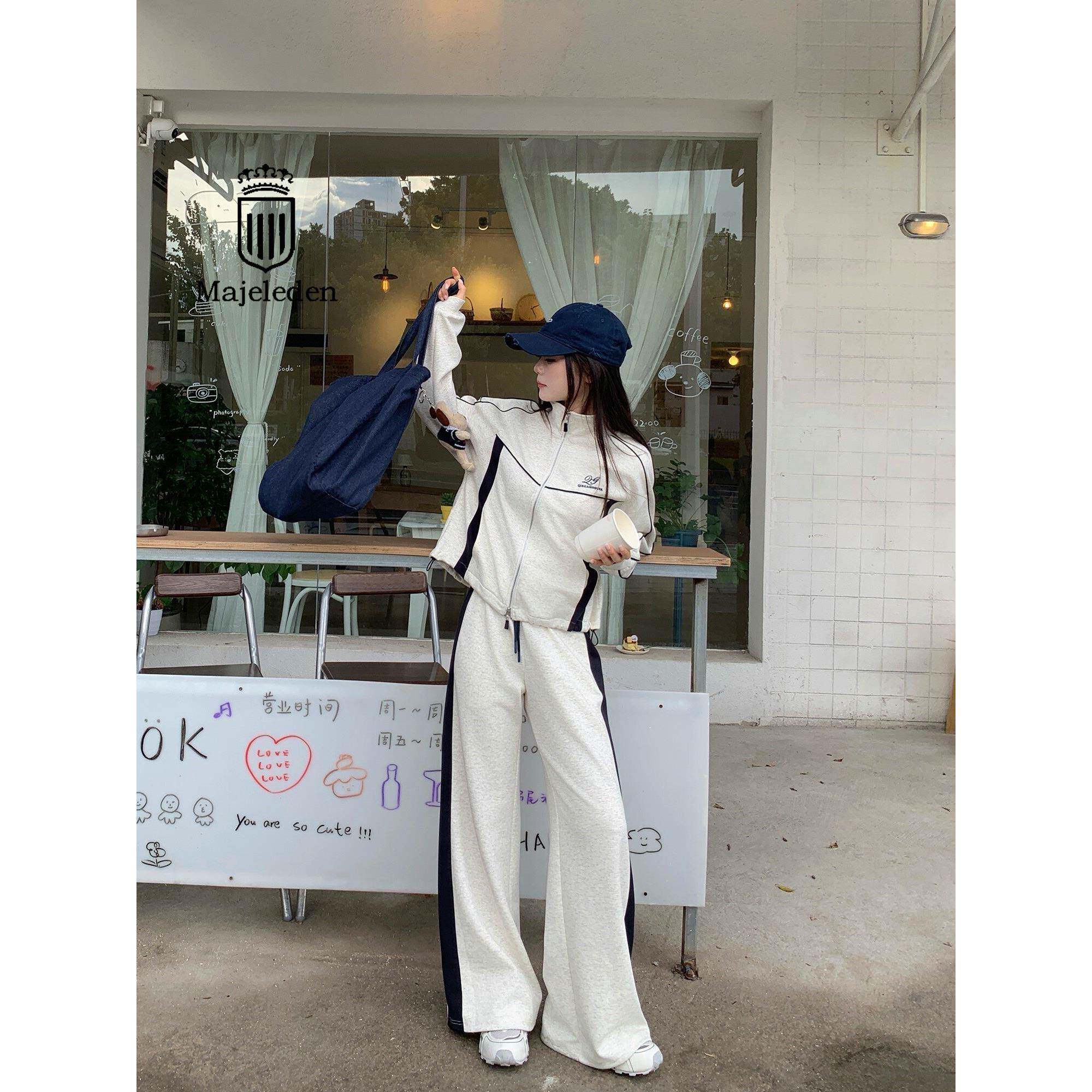 正品2025年秋季新款小个子休闲运动套装女长袖外套半裙长裤两件套