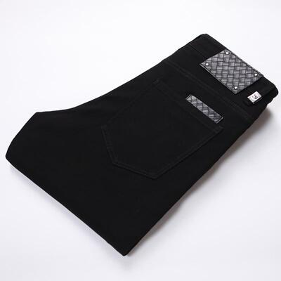 2024新款秋冬款黑色牛仔裤男修身小脚弹力长裤子潮牌高端冬季休闲