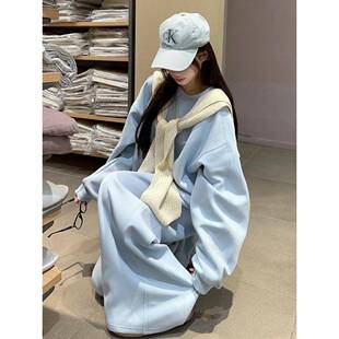 韩系穿搭一整套小个子又a又飒学生宽松运动休闲卫衣套装女秋冬款