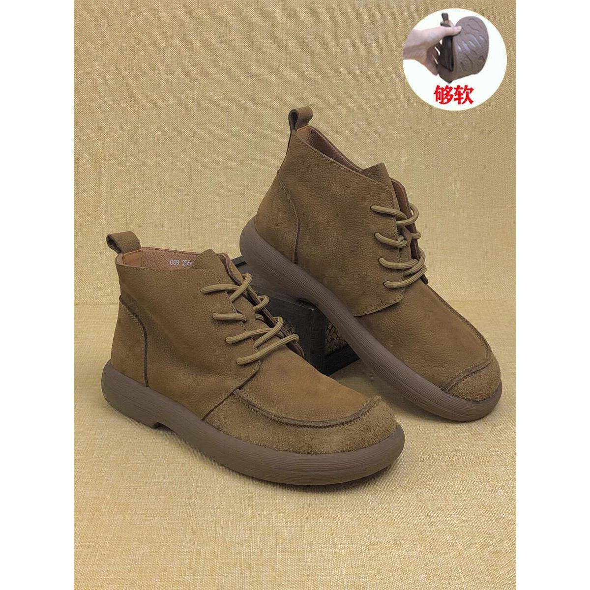 男靴2025秋冬新款英伦风中帮马丁靴休闲高端美式磨砂真皮切尔西靴